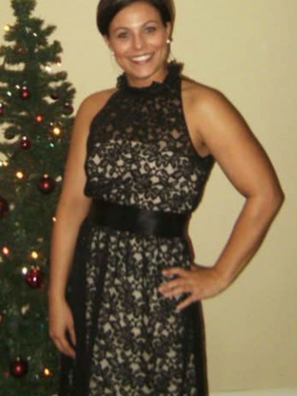 Banana Republic Black Lace Dress with Champagne Lining - Size 8